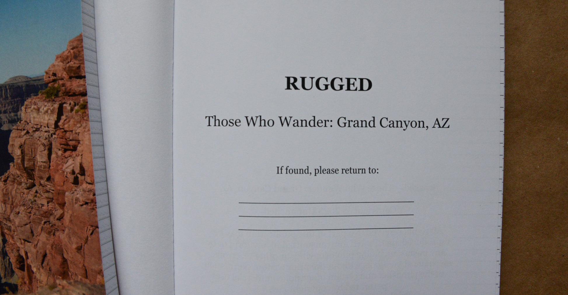 rugged title page with collection title and if found section